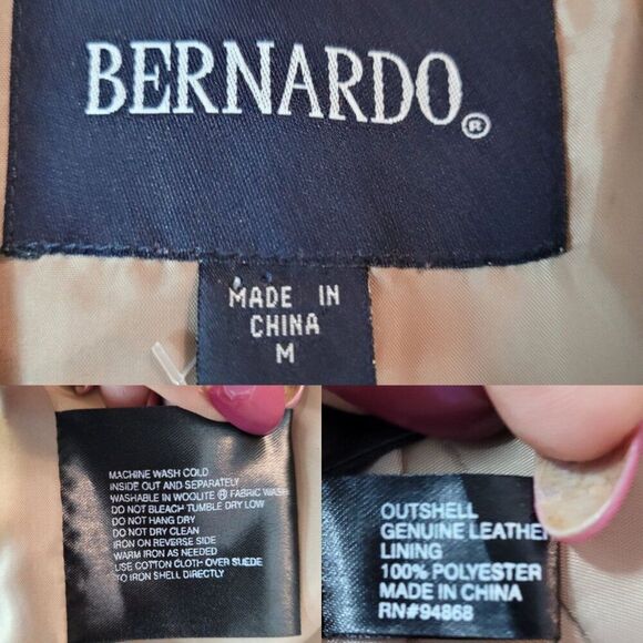 Vtg Bernardo Womens Sz M Camel Genuine Leather Blazer Jacket Shacket Pocket Tan - Picture 3 of 10